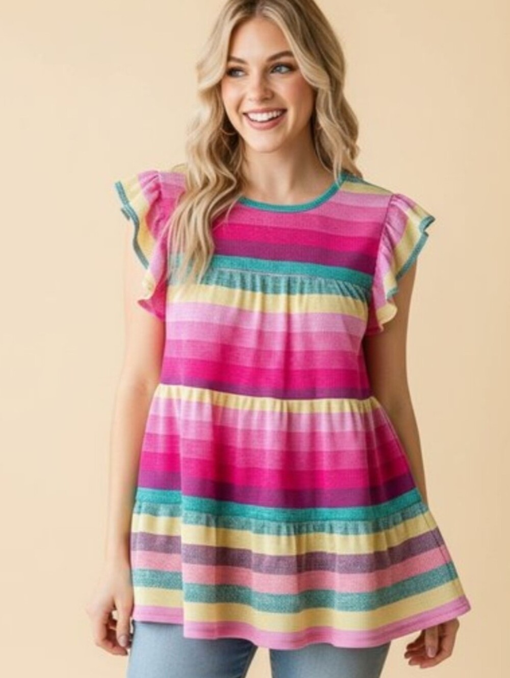 New Heimish Multi Color Striped Top
